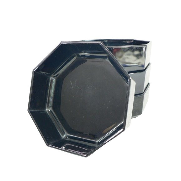 Bridge Bowls Party Snack Cocktail Nuts, Condiment Octagon 4pc Set Blk - Picture 4 of 11